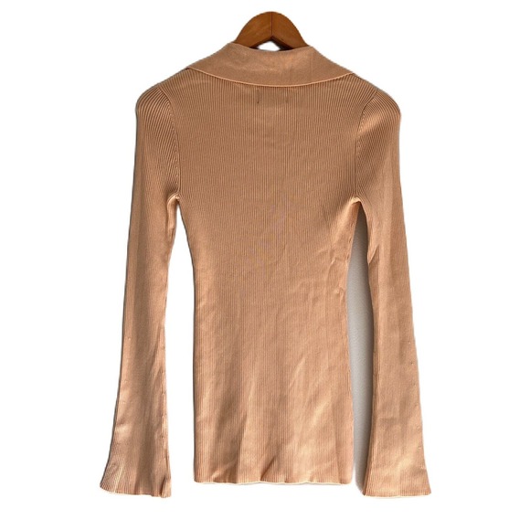 Danielle Bernstein Beige Tan Ribbed Cozy Layering Sweater Top Blouse Small - Picture 12 of 12